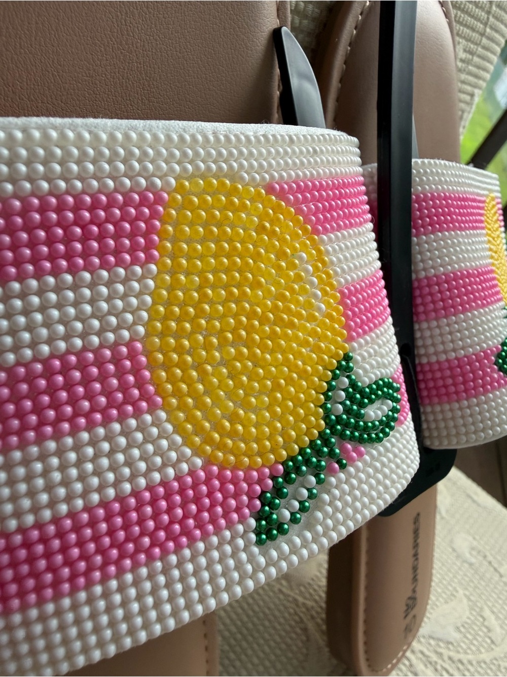 Women’s Beaded Lemon Slide Sandals Pink & White Size US 10 - Picture 3 of 16